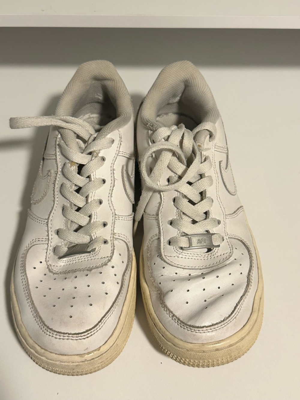 Nike White Leather Sneakers with Cream Sole